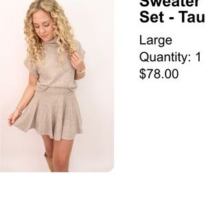 Women's Taupe Sweater Skirt Set